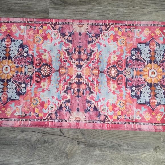 Pop of Pink! 2'x5' Boho Floral Runner – Non-Slip, Washable & Super Slim - Picture 5 of 9